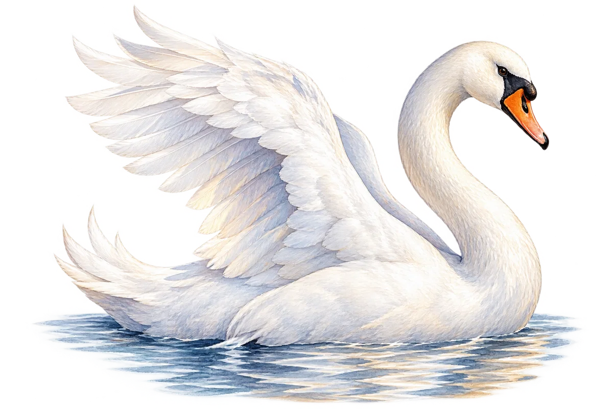 Watercolor white swan